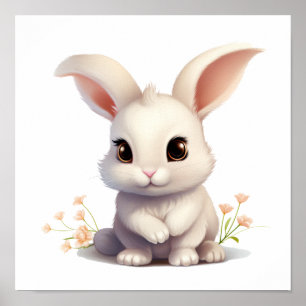 Cartoon rabbit illustration poster