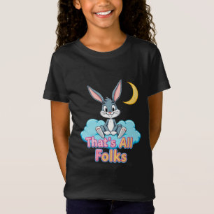 Cartoon Rabbit Sitting on Cloud with Moon T-Shirt