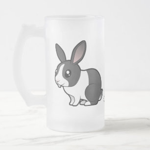 Cartoon Rabbit (uppy ear smooth hair) Frosted Glass Beer Mug
