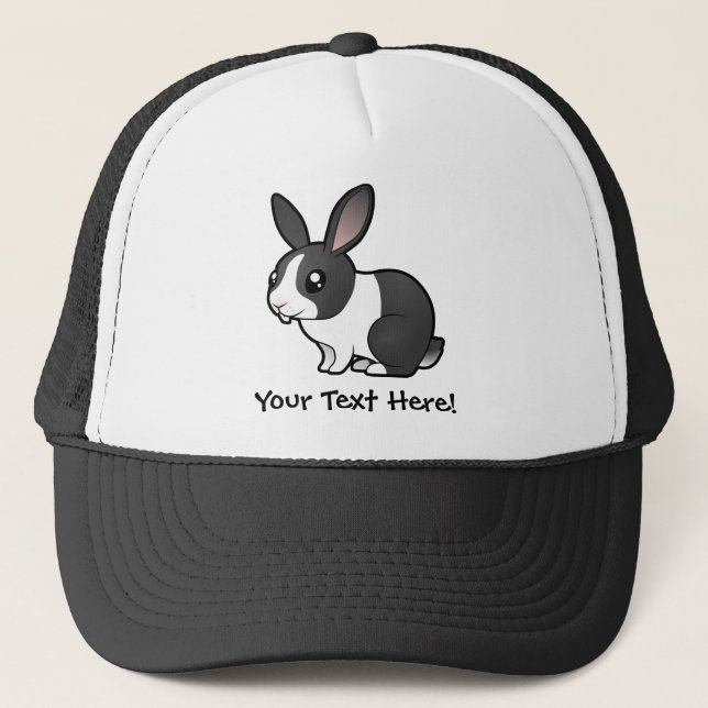 Cartoon Rabbit (uppy ear smooth hair) Trucker Hat (Front)