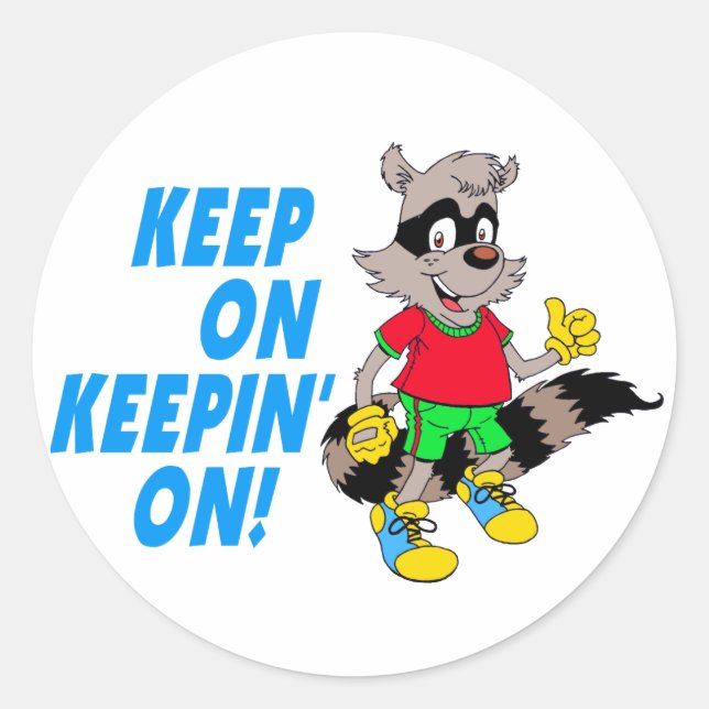 Cartoon Racoon Classic Round Sticker (Front)