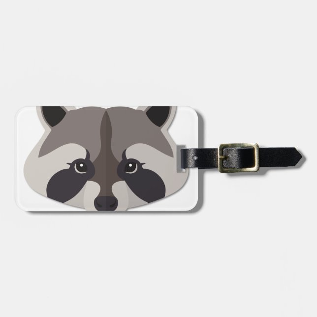 Cartoon Racoon Head Luggage Tag (Front Horizontal)