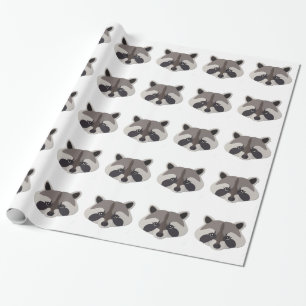 Cartoon Racoon Head Wrapping Paper