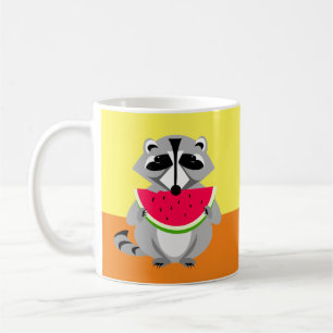 Cartoon Racoon With Watermelon Coffee Mug