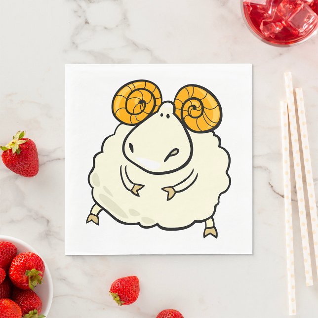 Cartoon Ram Sheep Napkin (Creator Uploaded)