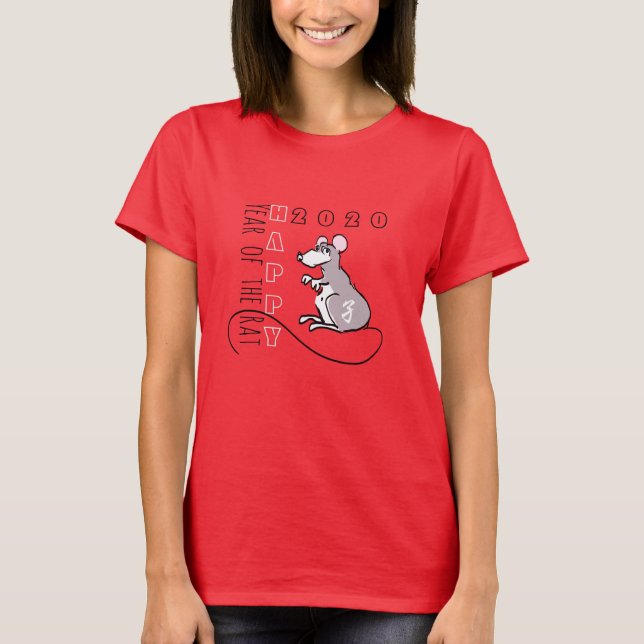 Cartoon Rat Happy Chinese New Year 2020 Women T T-Shirt (Front)
