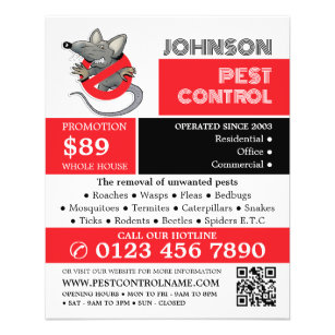 Cartoon Rat Logo - Pest Control Advertising Flyer