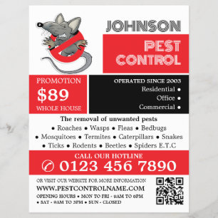 Cartoon Rat Logo - Pest Control Advertising Flyer