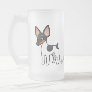 Cartoon Rat Terrier / Toy Fox Terrier Frosted Glass Beer Mug