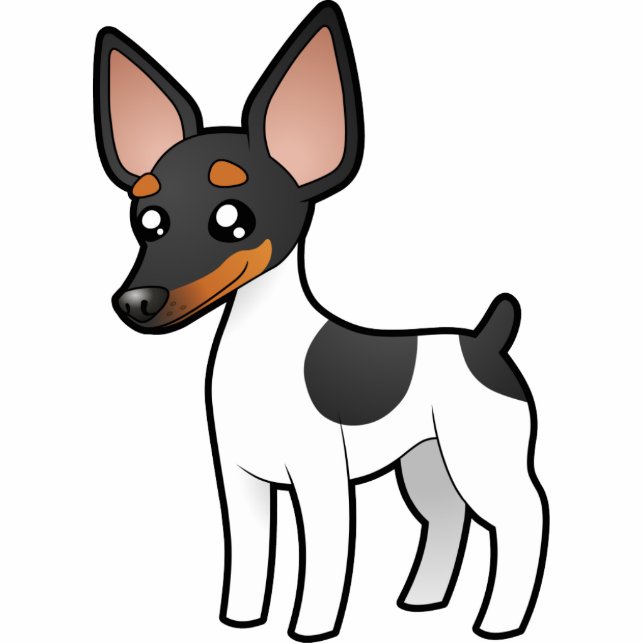 Cartoon Rat Terrier / Toy Fox Terrier Photo Sculpture Magnet (Front)