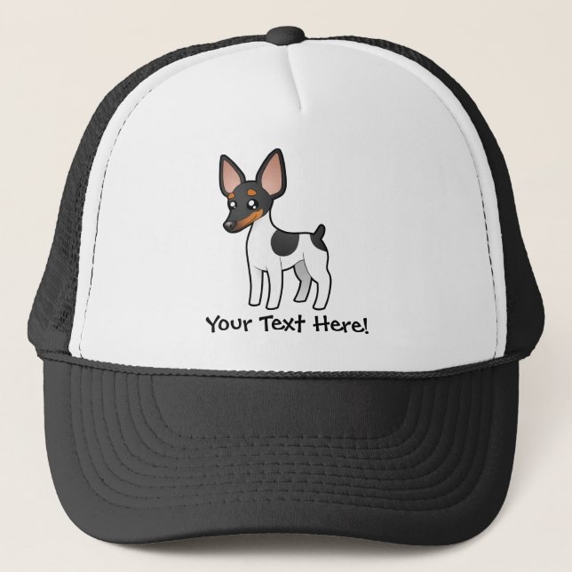 Cartoon Rat Terrier / Toy Fox Terrier Trucker Hat (Front)