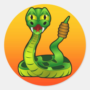 cartoon rattlesnake classic round sticker