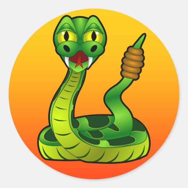 cartoon rattlesnake classic round sticker (Front)