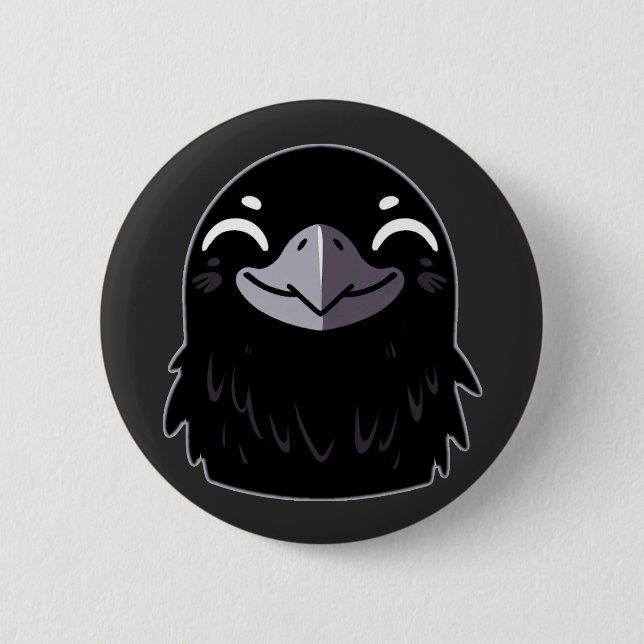 Cartoon Raven - Smiling 6 Cm Round Badge (Front)