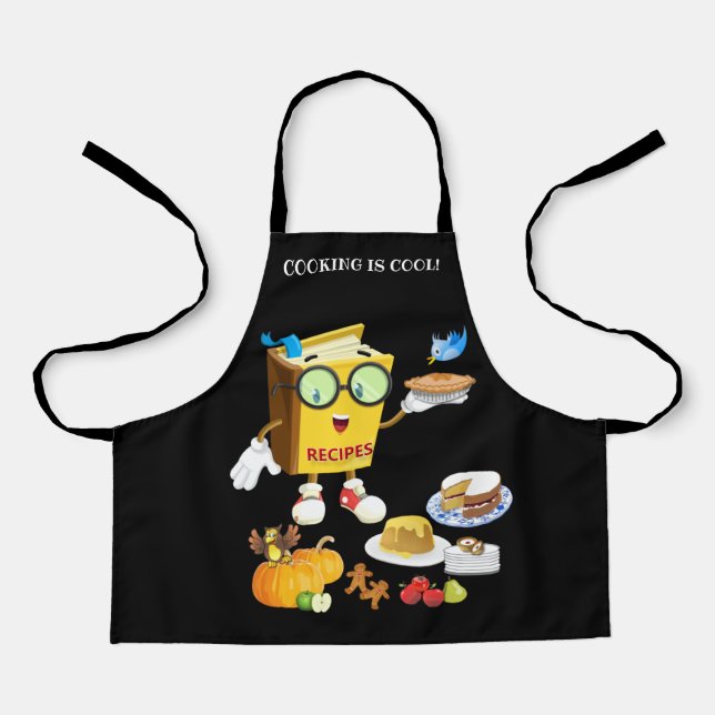 Cartoon Recipe Book Character Apron (Front)