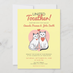 Cartoon Red and White Cat Themed Wedding Invitation
