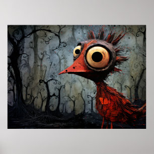 Cartoon red bird poster