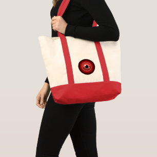 Cartoon Red Black Evil Devil Eye Graphic Tote Bag