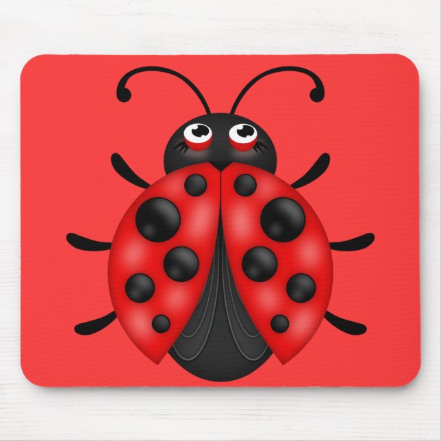 Cartoon Red Black Ladybug Mousemat (Front)