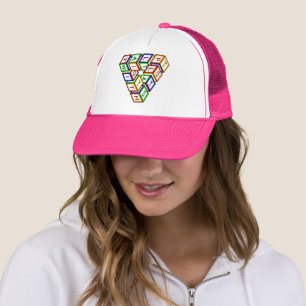 Cartoon Red Blue Yellow Green Toy Blocks Art Trucker Hat