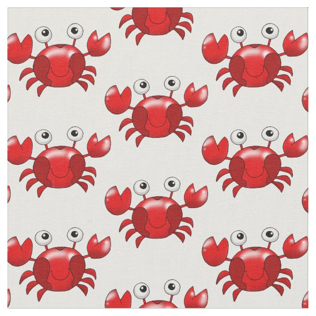 Cartoon red crab pattern fabric (Close Up)