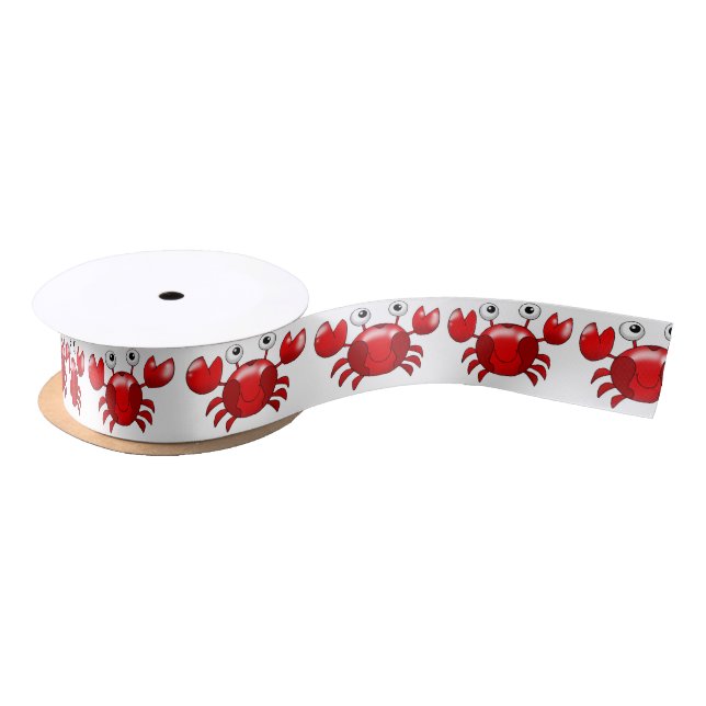 Cartoon red crab satin ribbon (Spool)