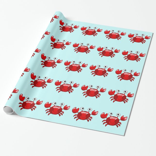 Cartoon red crab wrapping paper (Unrolled)
