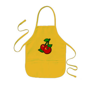 Cartoon Red Green Black Cherries Fruit Graphic Kid Kids Apron