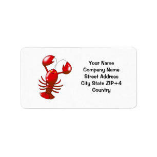 Cartoon red lobster return address label