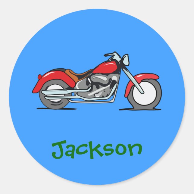 Cartoon Red MotorCycle - MotorBike Classic Round Sticker (Front)