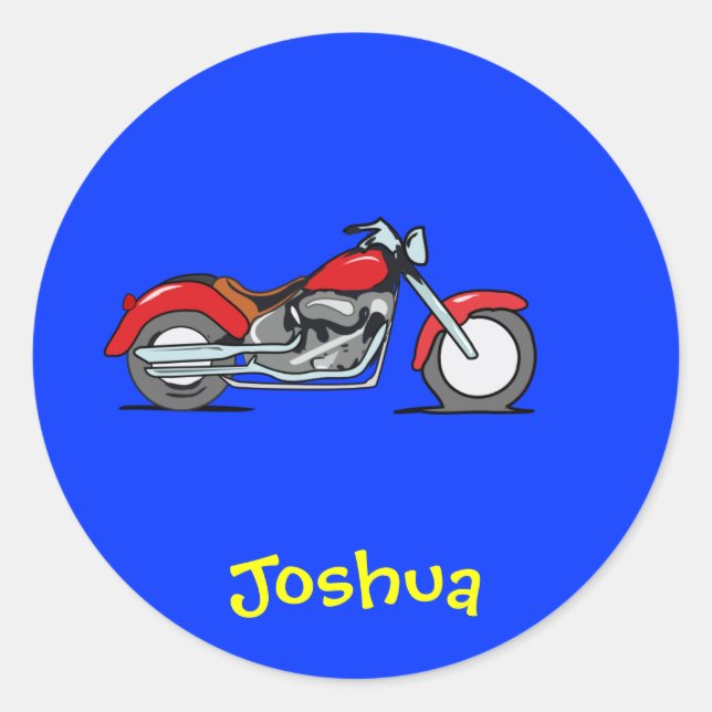 Cartoon Red MotorCycle - MotorBike Classic Round Sticker (Front)