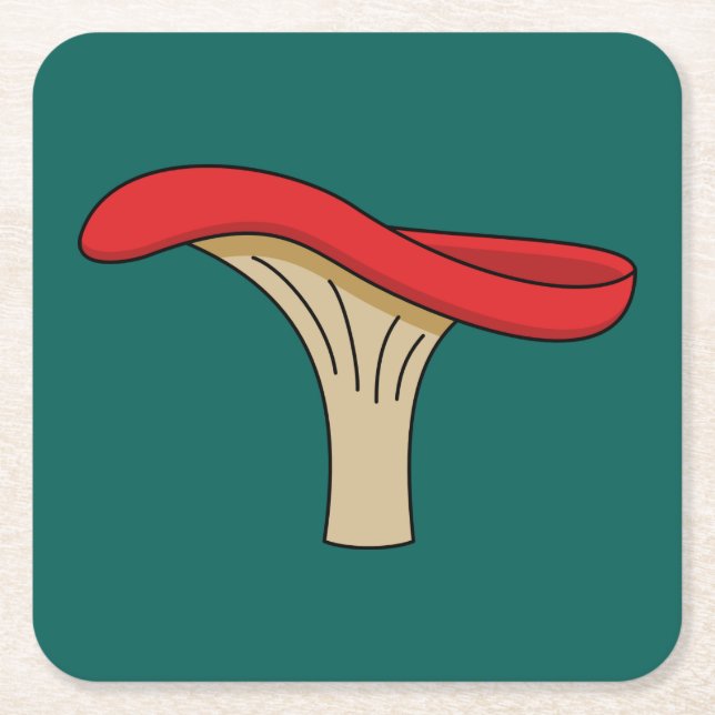Cartoon Red Mushroom Square Paper Coaster (Front)