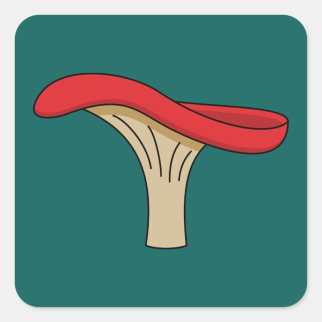 Cartoon Red Mushroom Square Sticker (Front)