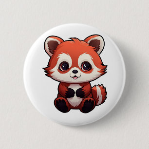 Cartoon red panda illustration 6 cm round badge