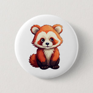 Cartoon red panda illustration 6 cm round badge