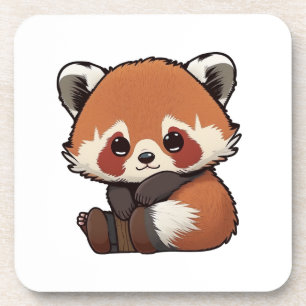 Cartoon red panda illustration coaster