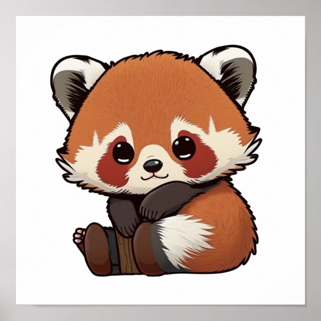 Cartoon red panda illustration poster (Front)