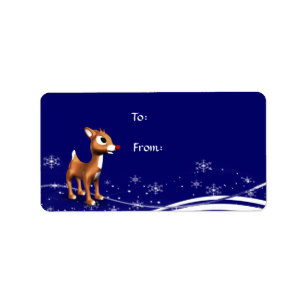 Cartoon Reindeer Christmas Gift Tag