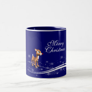 Cartoon Reindeer Christmas Two-Tone Coffee Mug