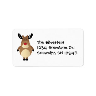 Cartoon Reindeer Holiday Address Avery Label