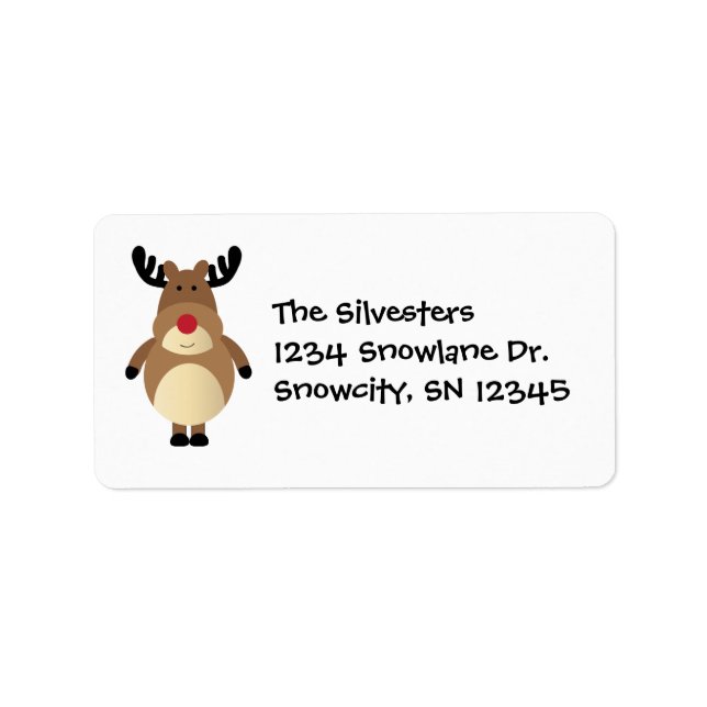 Cartoon Reindeer Holiday Address Label (Front)
