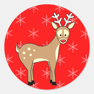 Cartoon Reindeer Holiday Stickers