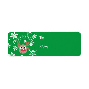 Cartoon Reindeer Snowflake Green Christmas Gift