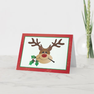Cartoon Reindeer With Mistletoe Card