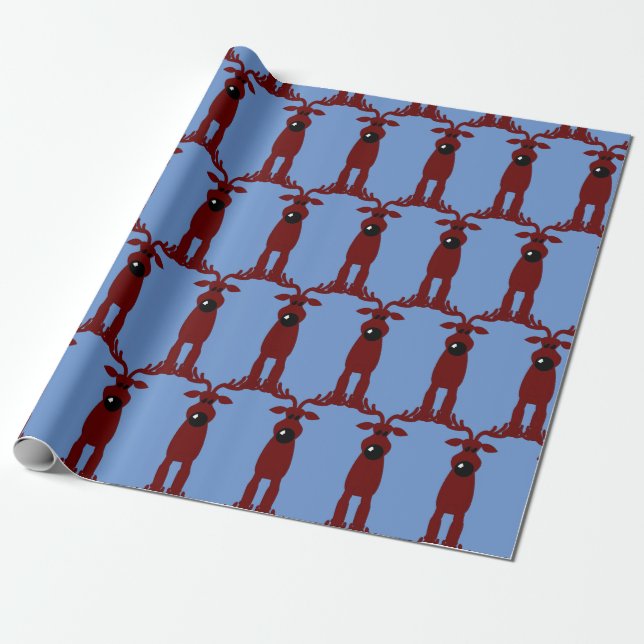 Cartoon Reindeer Wrapping Paper (Unrolled)