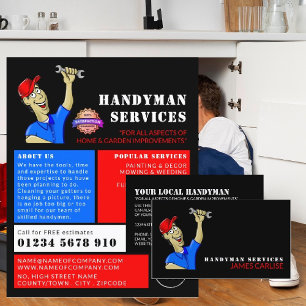 Cartoon Repairman, Handyman Advertising Flyer