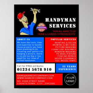 Cartoon Repairman, Handyman Advertising Poster