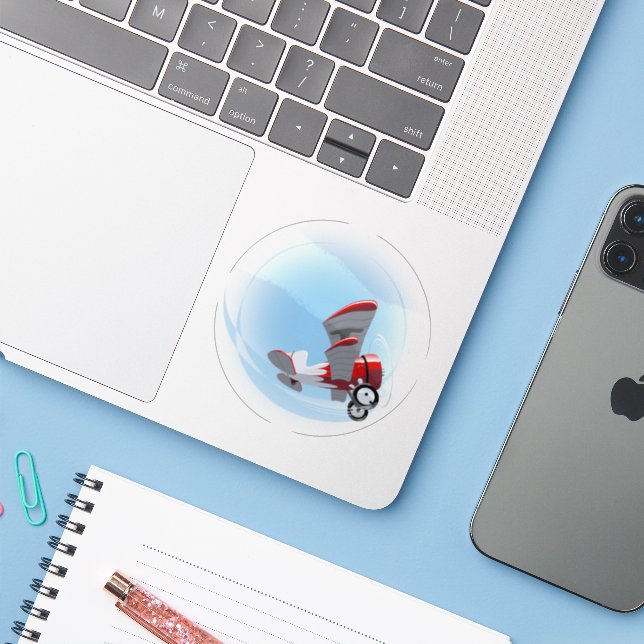 Cartoon retro aeroplane (Laptop w/ iPhone)