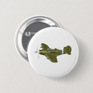 Cartoon retro aeroplane 6 cm round badge