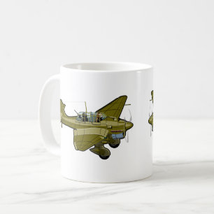 Cartoon retro aeroplane coffee mug